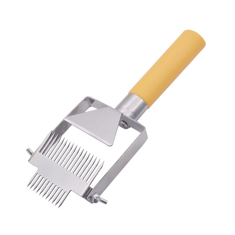 Apiculture untapping tenedor Acero inoxidable panal Honeycomb honeyscraper plástico manija destapar tenedor Herramientas de Apicultura: 2 Headers Adjustable