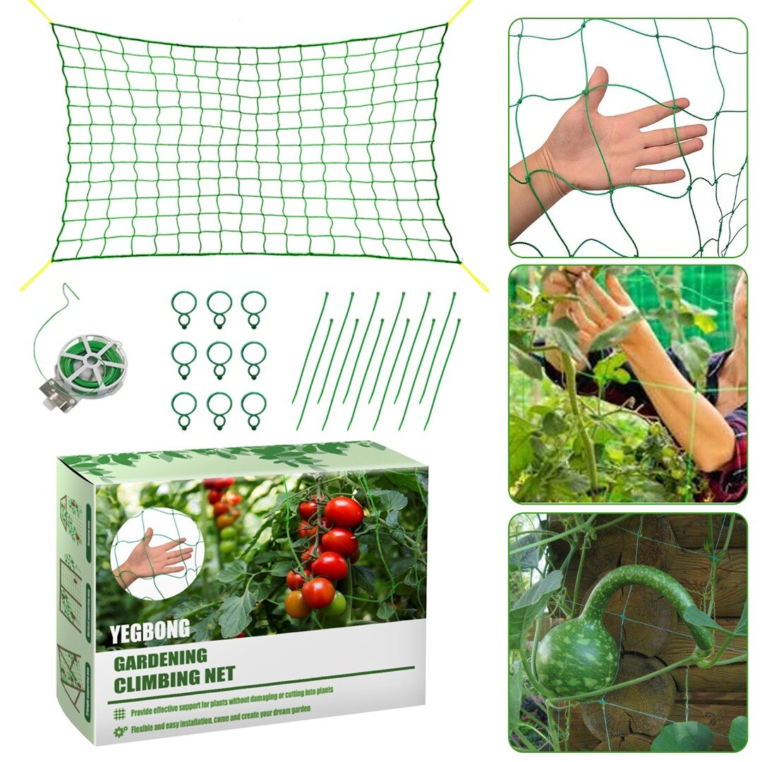 Garden Plant Trellis Netting Kit For Tomato Cucumber Polyester Plant Support Climbing Hydroponics Garden Net Holder Accessories