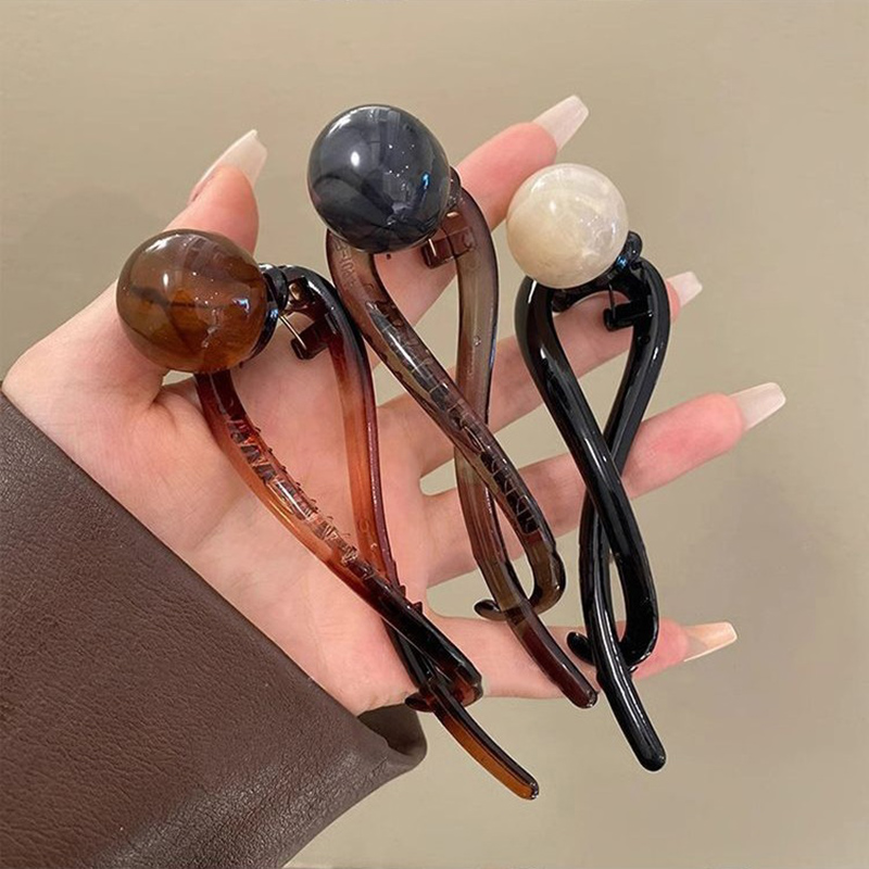 Pinzas para el cabello con forma de cola de caballo Retro para mujer, horquillas con Clip de tiburón y perlas a la , pasadores, accesorios para el cabello