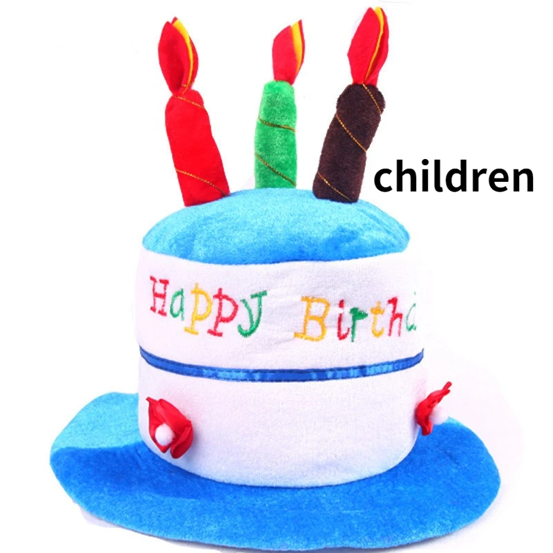 Pluche Happy Taart Hoed Voor Mannen Vrouwen Volwassen Kind Size Kostuum Partij Kleding Decoratie Cosplay Verjaardag: Rood