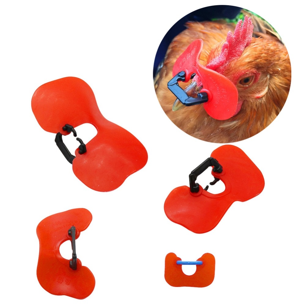 200Pcs No Bolt chicken glasses Red Soft Plastic Glasses Anti-pecking Goggles Farm Equipment
