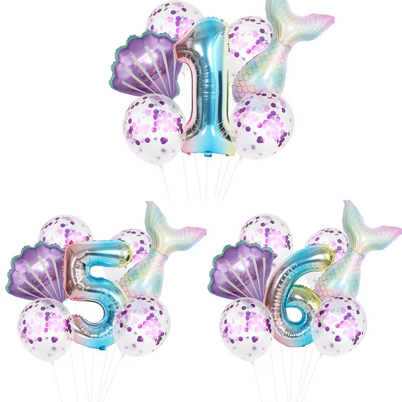 Birthday Party Balloon Decoration Mermaid Birthday Party Decor Number Balloon Decortion For Kids Little Mermaid Party Balloon