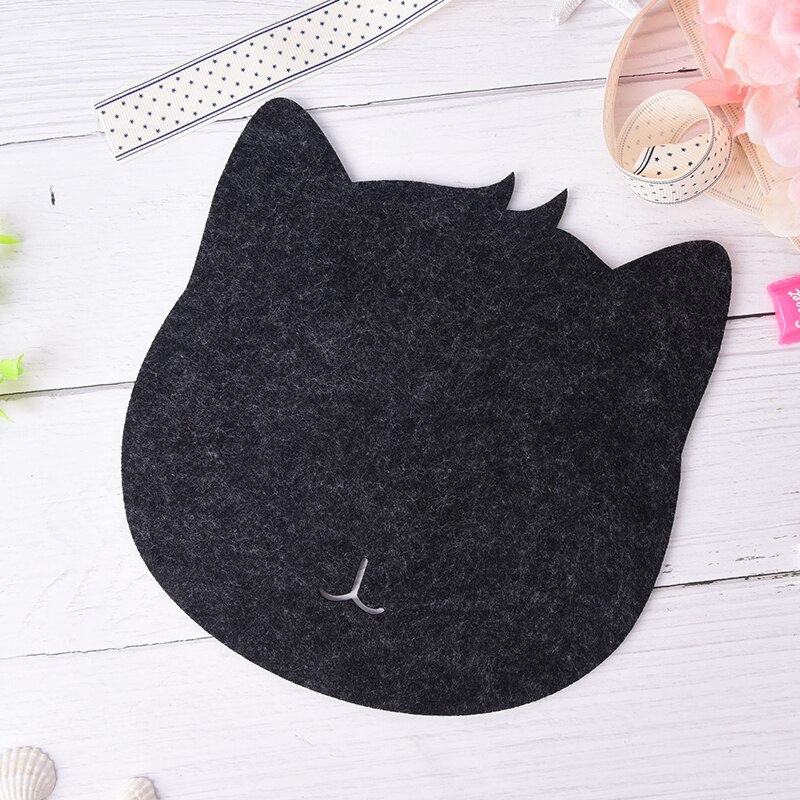 Optical Trackball PC Thicken Mouse Pad Felt Cloth 220*220*3mm Universal Cute Cat MousePad Mat for Laptop Computer Tablet PC: Dark Grey