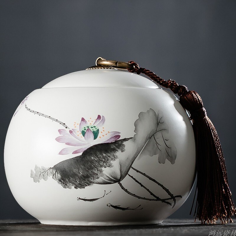 Large capacity Ceramic Tea Caddy Portable Sealed travel Tea Jar Candy coffee Storage Spice Container Tea Boxes storage tank: G