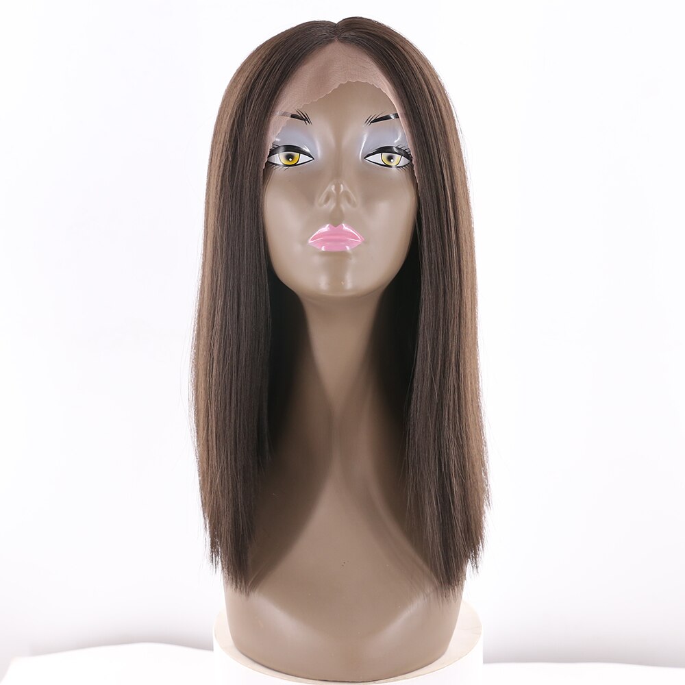 SOKU peluca con malla frontal sintética recta para mujeres, Color negro, marrón, granate, peluca de pelo de encaje, fibra resistente al calor con pelo de bebé: # 2