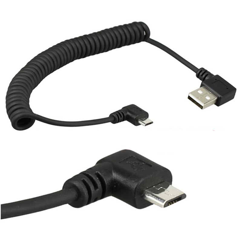 40cm usb 2.0 hane till micro usb 2.0 hane 90 graders micro usb vinklad vänster eller höger vinklad indragbar dataladdningskabel: Vänster två vinklade