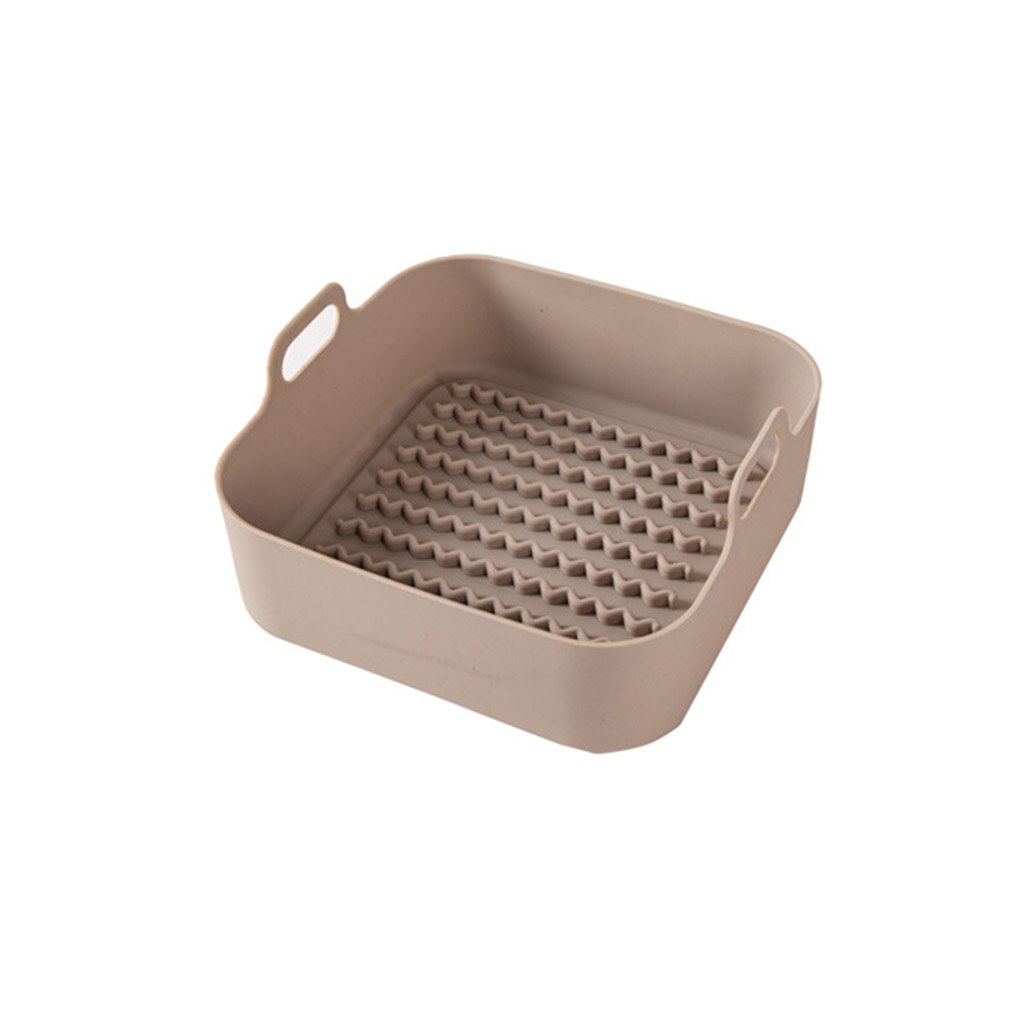AirFryer Silicone Pot Multifunctional Air Fryers Oven Accessories Bread Fried Chicken Pizza Basket Baking Tray FDA Baking Dishes: L-Beige