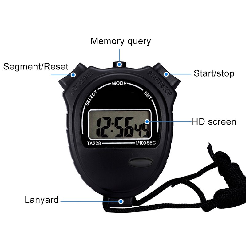 Digital stopur timer håndholdt kronograf kronometer sport timer vækkeur atletik svømning sport fitness trænere