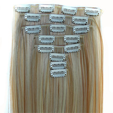 Feibin clip in hair extensions syntetisk hår 22 tommer 55cm langt lige hårstykke varmebestandigt  c46