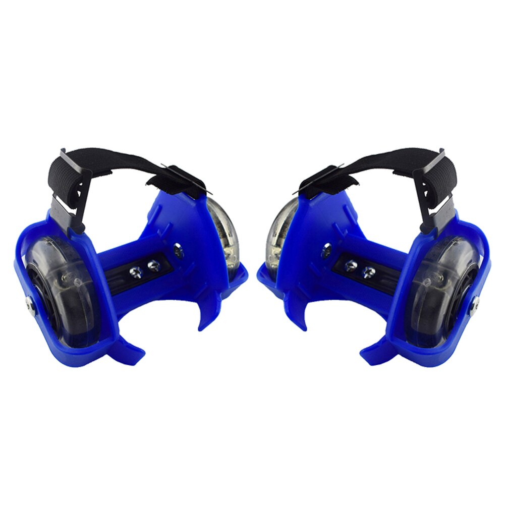 Two-Wheeled Heel Wheels Adjustable Roller Skates PVC Tricolor Luminous Wheel Shoes For Children &amp;T8: Blue