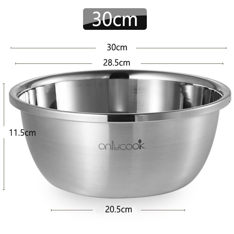 Thickened 304 stainless steel basin, deepened soup basin, food grade and basin, baking egg basin, vegetable washing basin: G