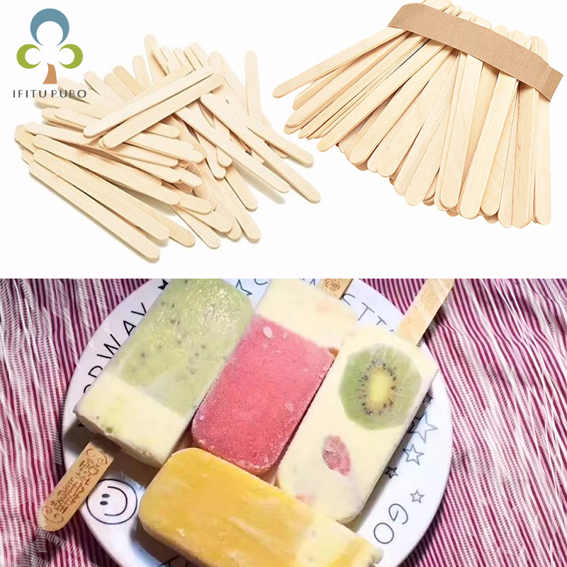 50pcs/lot Popsicle stick Ice Cream Sticks WoodenPopsicle Sticks Natural Wood Tools Handwork Art Crafts RQX