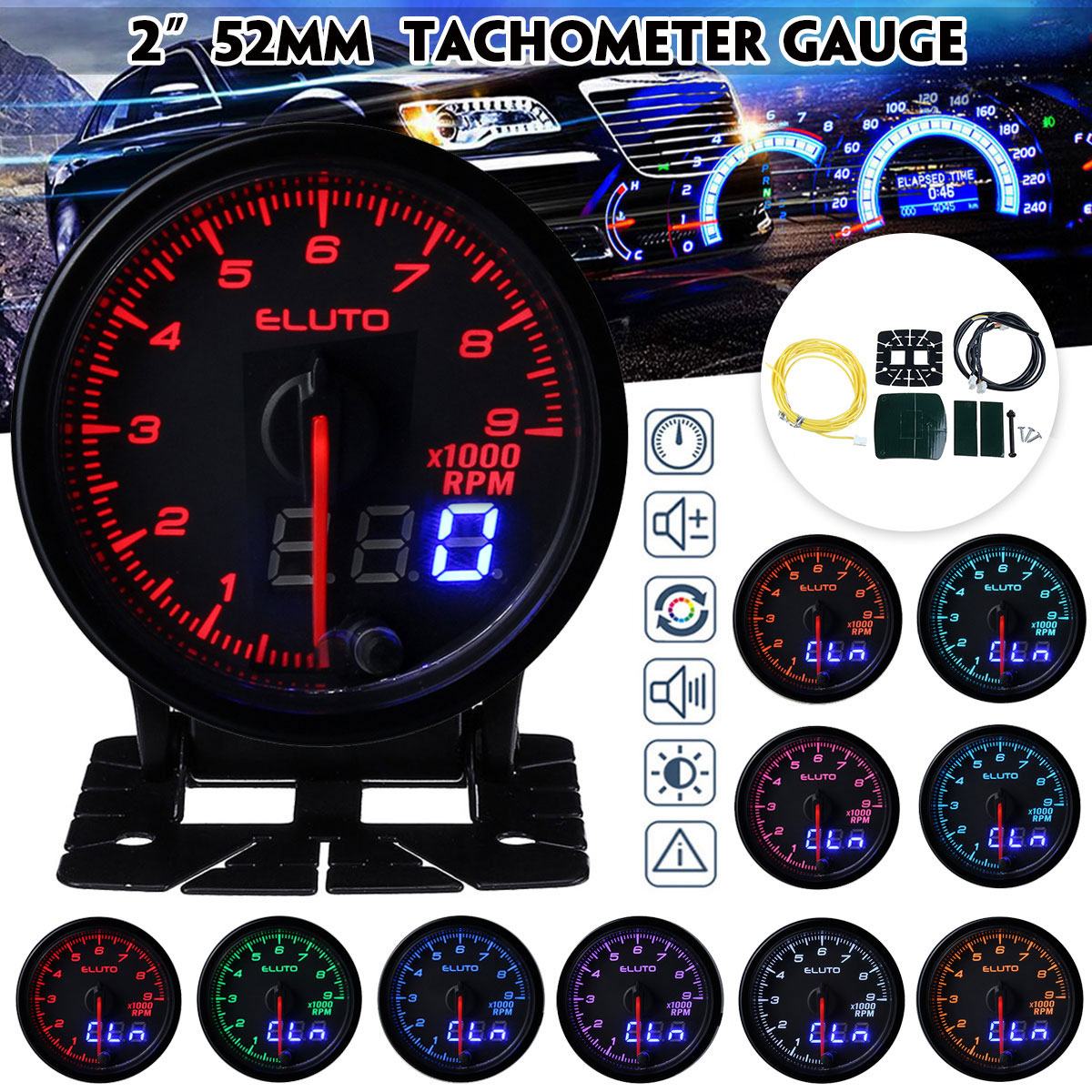 2" 52mm Dual Digital Turbo Boost PSI Bar Water Oil Temp Pressure Volt EGT Gauge