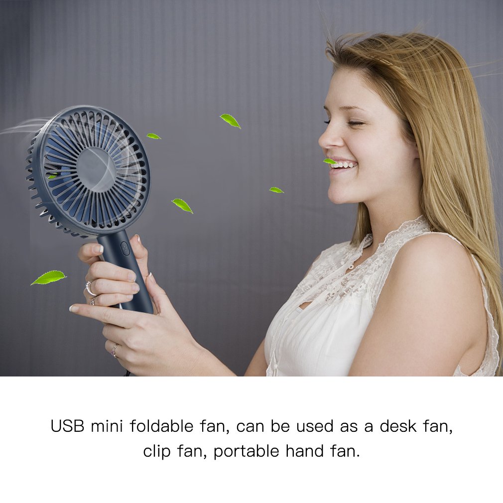Mini Ventilatore USB - Batteria Ricaricabile 2-6h - 3 Velocità - Portatile Mano Scrivania - ABS