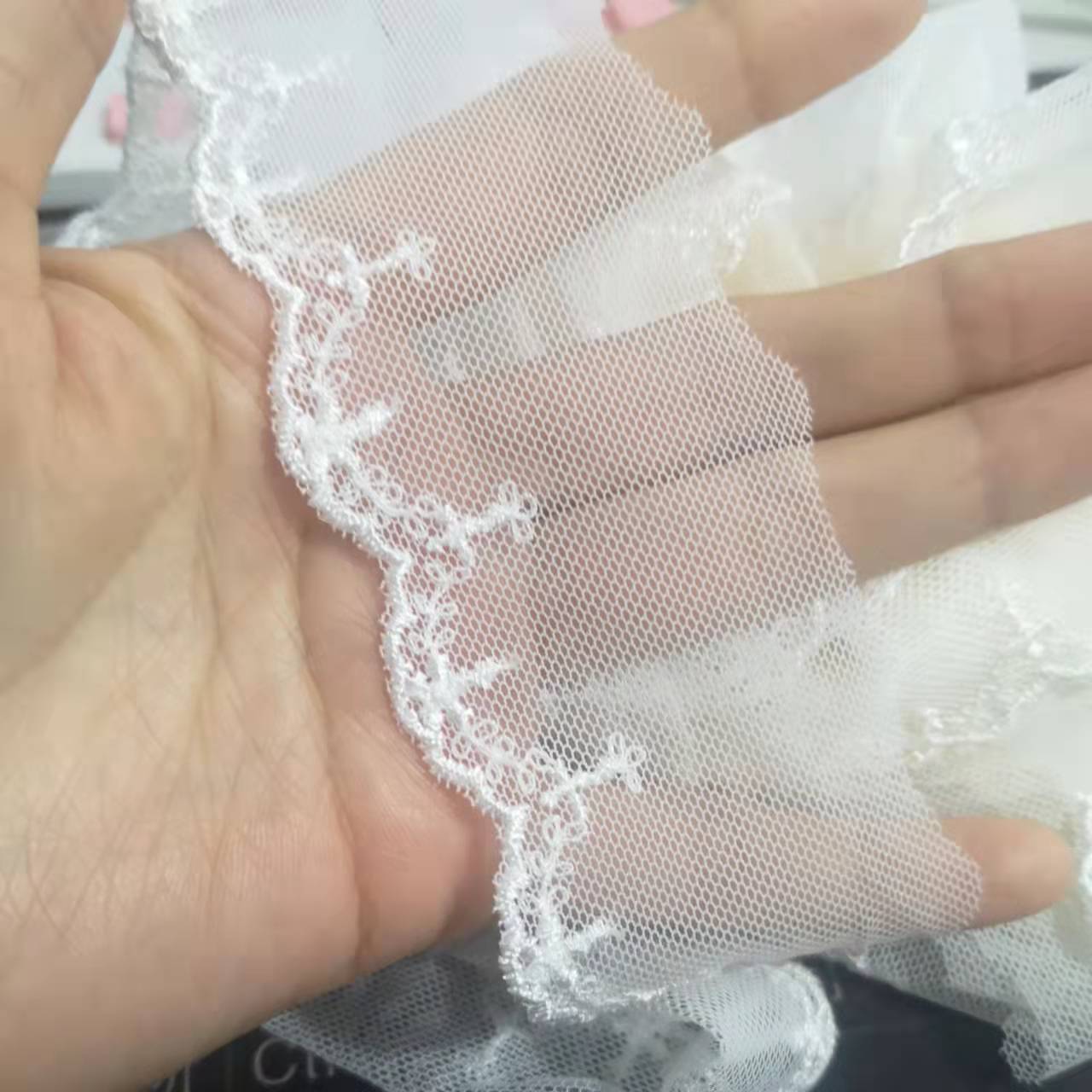 4Yards Licht Roze Blauw Wit Baby Lace Trim Borduren Naaien Ambachten Pop Materiaal Kant Rand Rok 4.5Cm Breed: ivory