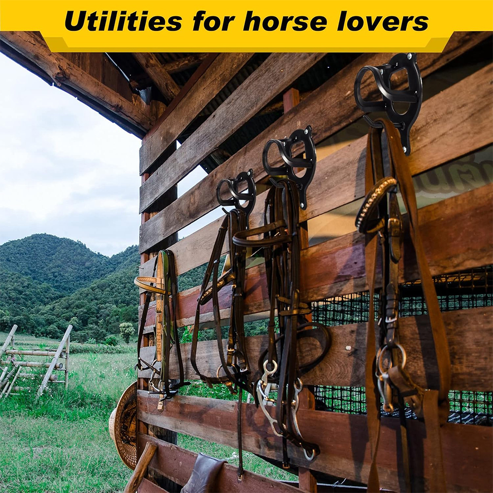 Estante para bridas de caballos, ganchos para bridas de Metal con tubos y tornillos, colgador de almacenamiento para aparejos de caballos, soporte para bridas para suministros de granero de caballos