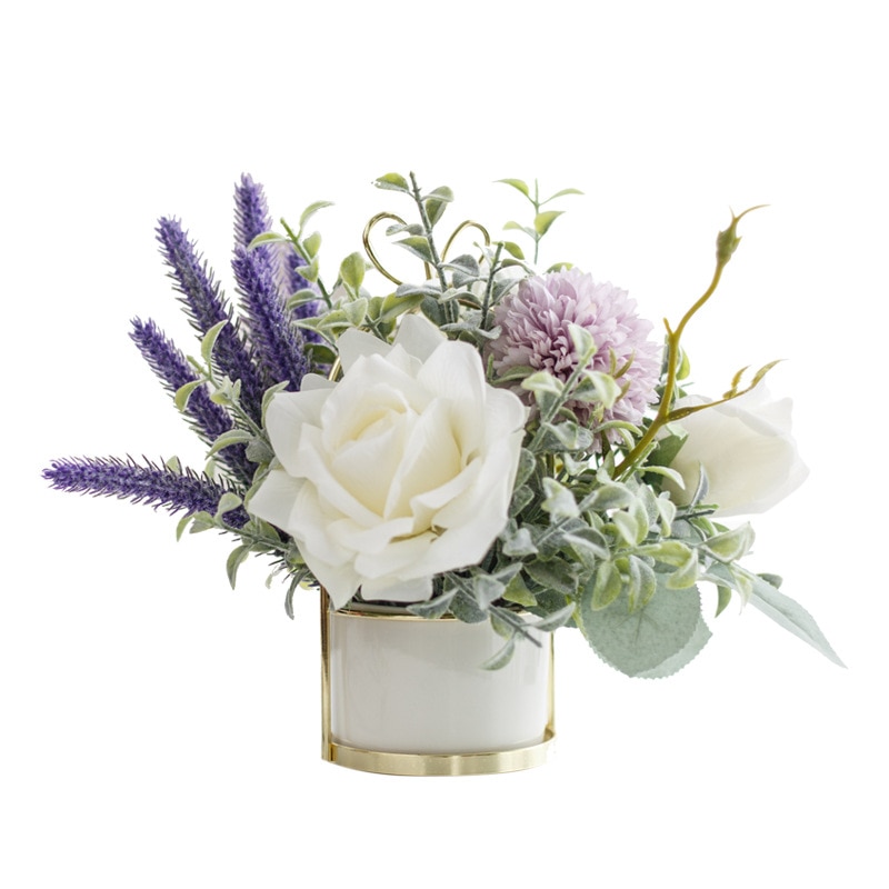 CHENAO nordique hybride Bouquet Rose Rose soie pivoine blanc hortensia balcon décoration extérieure frais et 1 pièces 1 bouteille