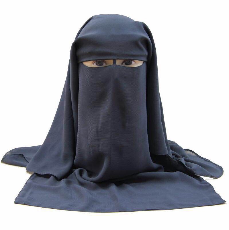 Islamic Layers Niqab Burqa Bonnet Hijab Cap Veil Muslim Bandana Scarf Headwear Black Face