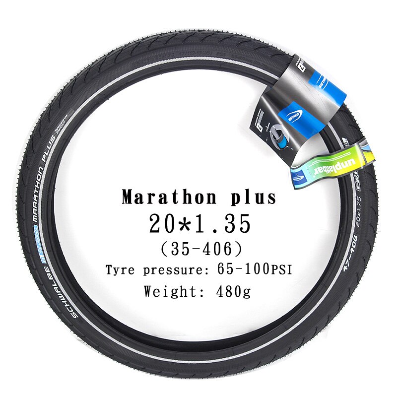 Schwalbe marathon plus däck 16 tum 406 20 tum ståltråd stickskyddat 16*1.35 20*1.35 1.75 liten hjuldiameter resande däck: 1 st 20 x 1.35