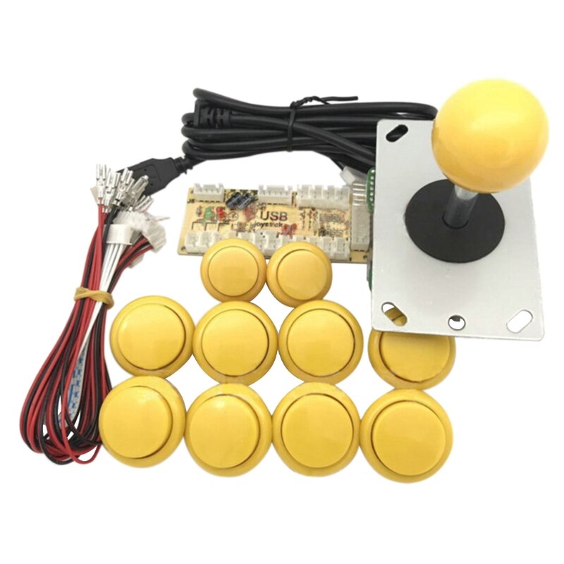 Joystick de arcada diy kit zero atraso usb codificador para pc ps3 sanwa joystick e botões para arcade mame: YELLOW