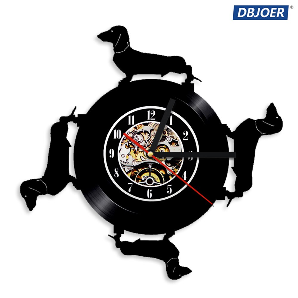 Dachshund LED Vinyl Record Wall Clock Lovely Dog Puppy Wall Art Night Light Lamp Wall Clock Modern Home Decor Unique