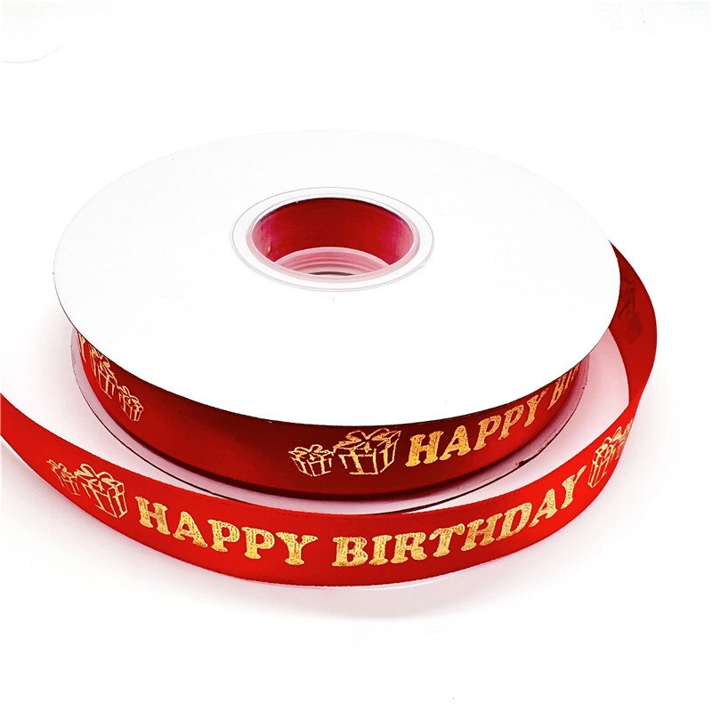 20mm Birthday Ribbon Happy Birthday Printed Satin Ribbon For Birthday Bow Handmade Craft Accessories Wrapping Ribbon: 01 / 5 Yards(4.5 Metres)