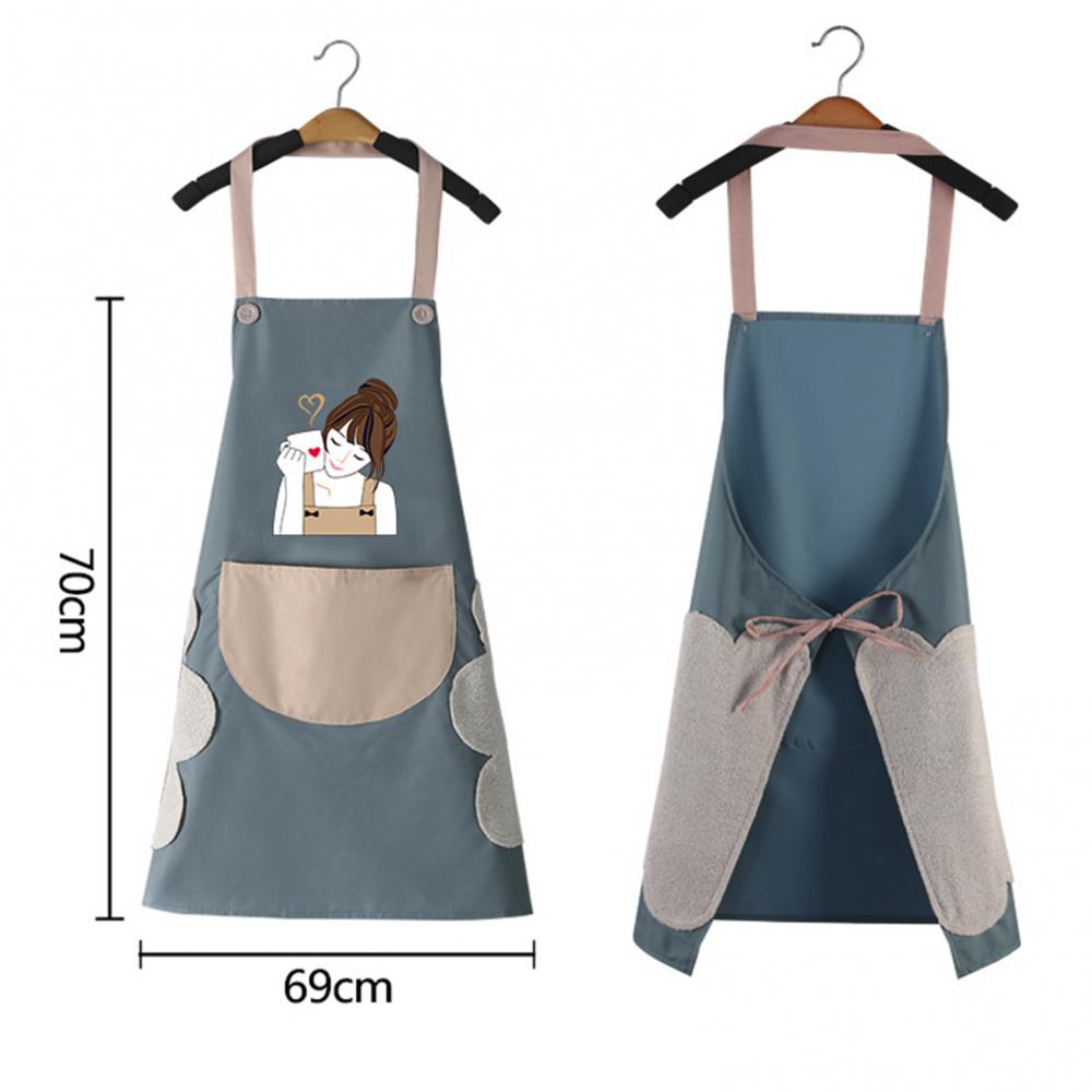 1Pcs Waterproof Anti-Oil Kitchen Apron Cartoon Girl Women Home Kitchen Aprons Waist Bib Nail Shop Apron for Women Baking
