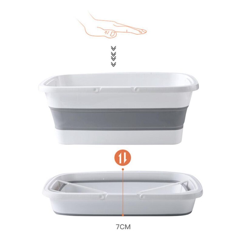 Foldable Mop Bucket Collapsible Wash Basin Dishpan with Handle Portable Buckets Inside Home Save Space Tools for Camping Fishing