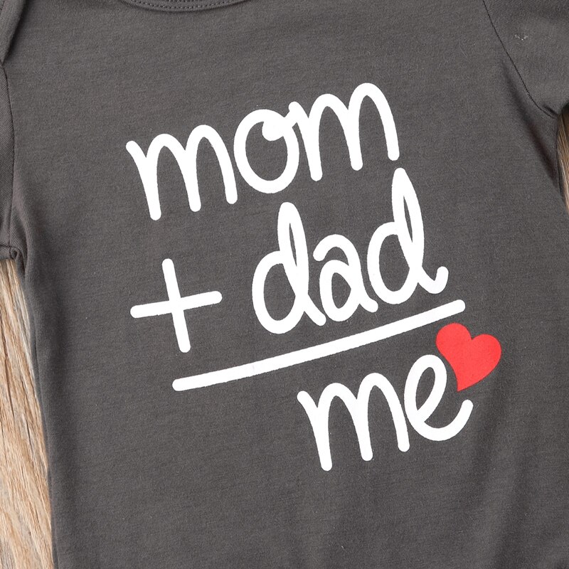 Summer Casual Newborn Infant Baby Boys Girls MOM DAD Letter Print Short Sleeve Bodysuit Jumpsuit Sunsuit Outfit Clothes 0-24M
