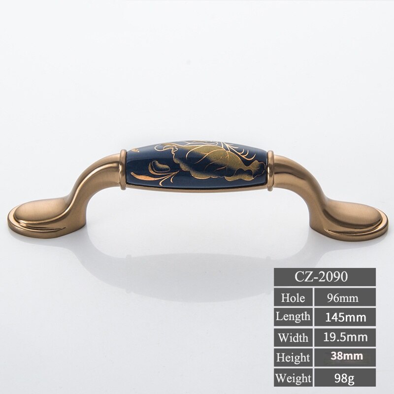 Navy blue/Ceramic Door Handles European Antique Furniture Handles Drawer Pulls Kitchen Cabinet Knobs and Handles: CZ-2090-96