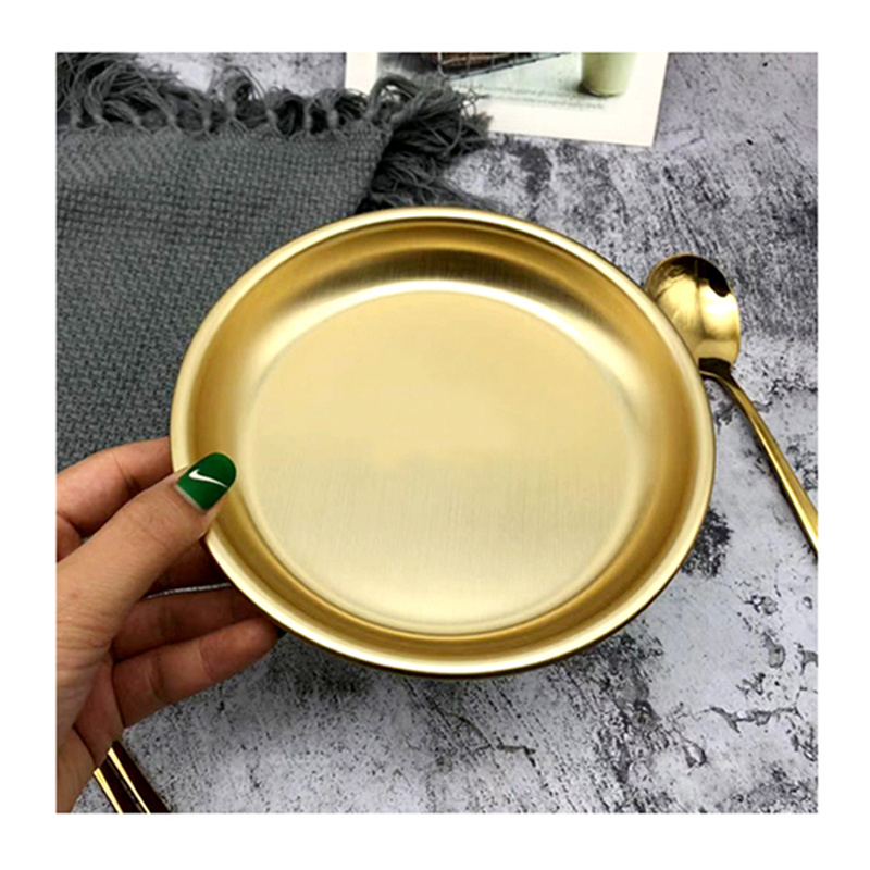 12 st multipurpose koreansk aluminiumguld tallrik snacks sallad bbq tallrik platt botten tallrik skiva servis hem matsals tallrik