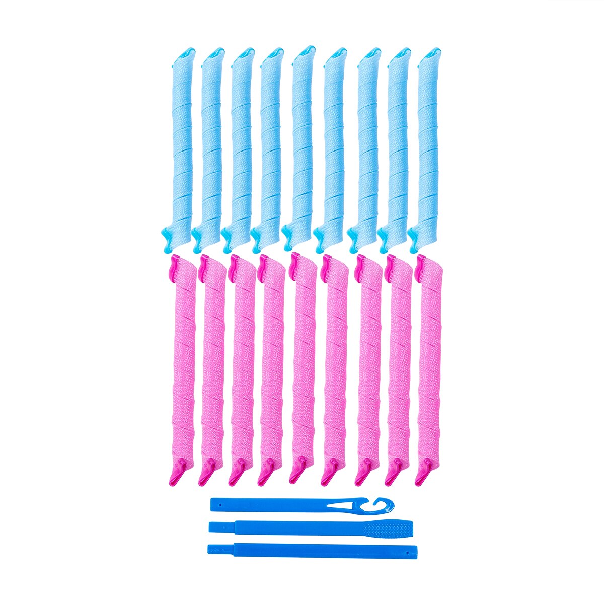 Magische watergolf, lange haarkrulspelden, spiraalvormige krullen, haarrollers, kappersgereedschap: Blauw