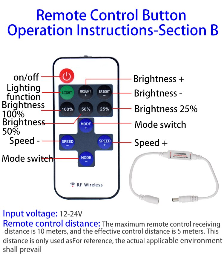 Intelligente LED-lamp dimmer Controller RF draadloze afstandsbediening Beloven infrarood dimmen Helderheid dimmen Lichtstrip 12V constante spanning downlight