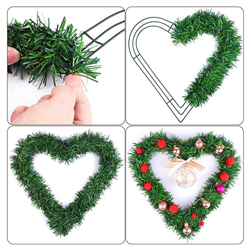 3 Pack Heart Metal Wreath 12 Inch Heart-Shaped Wire Wreath Frame for Home Wedding Valentine's Day DIY Crafts