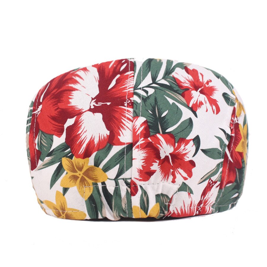 Boina de algodón con estampado Floral para hombre y mujer, gorro plano ajustable, informal, para primavera y verano, novedad