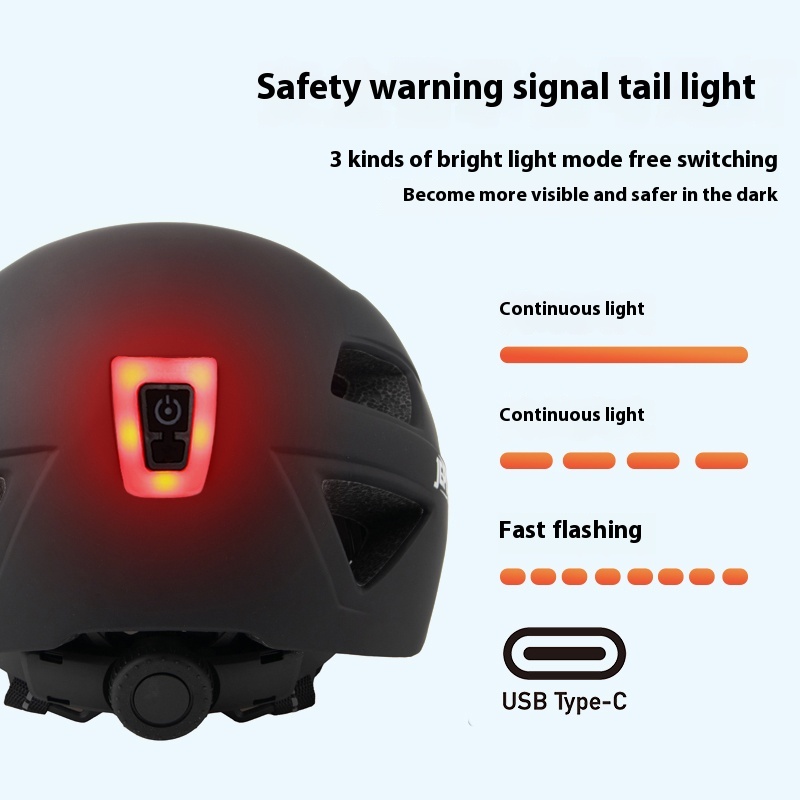 Cycling Helmet In-Mold Mountain Road USB Rechargeable Tail light Bicycle Bike Helmet Sports Safe Hat MTB Cycling Helmet