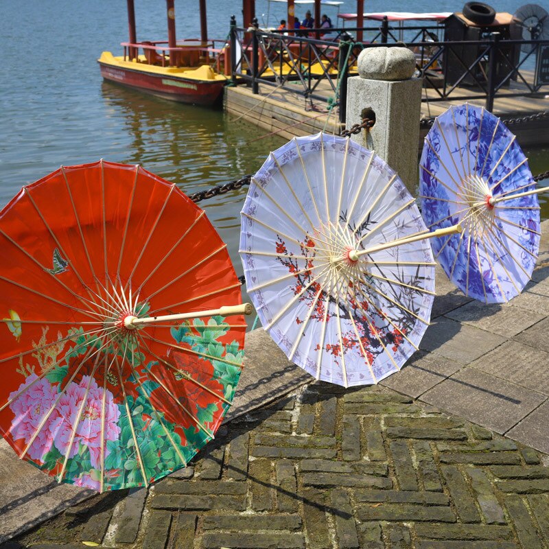Paraply regn kvinder nedhængt loft dekoration paraply cheongsam antik olieret papir paraply fotografi fotografi parasol
