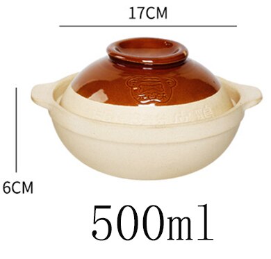 500ml 750ml Chaoshan Chaozhou Casserole Rice Noodle Casserole Porridge Pottery Pot With Double Ear Clay Pot: 500ml