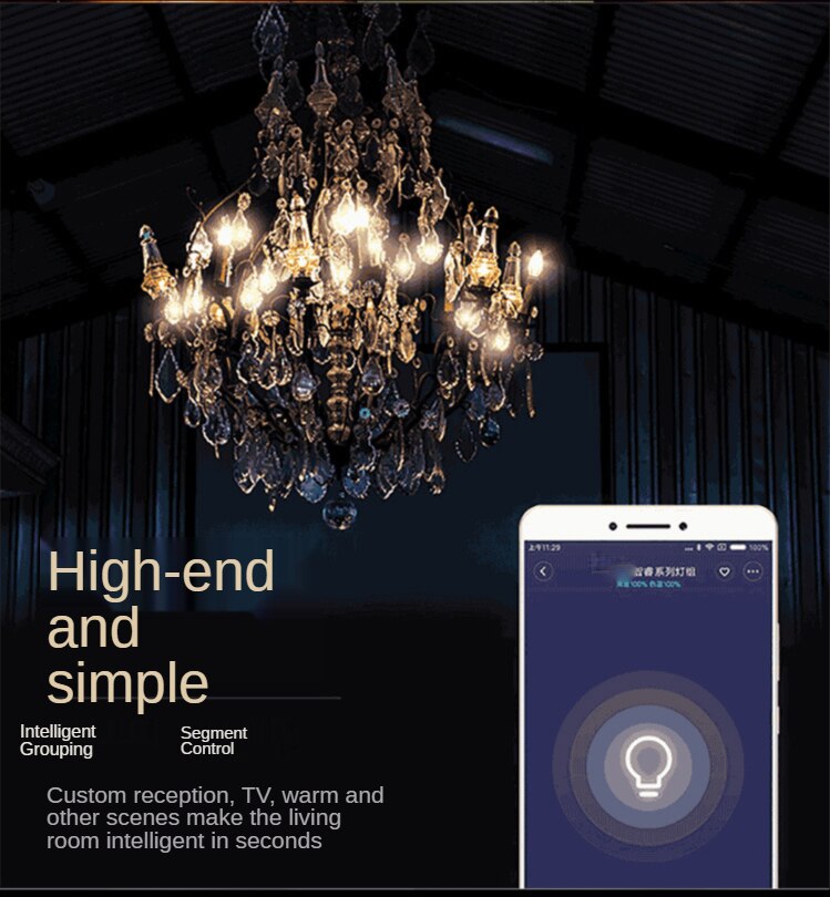 Zhirui-Lámpara LED tipo vela con punta trasera pequeña, rosca e14, luz blanca cálida, Bombilla inteligente de ahorro de energía