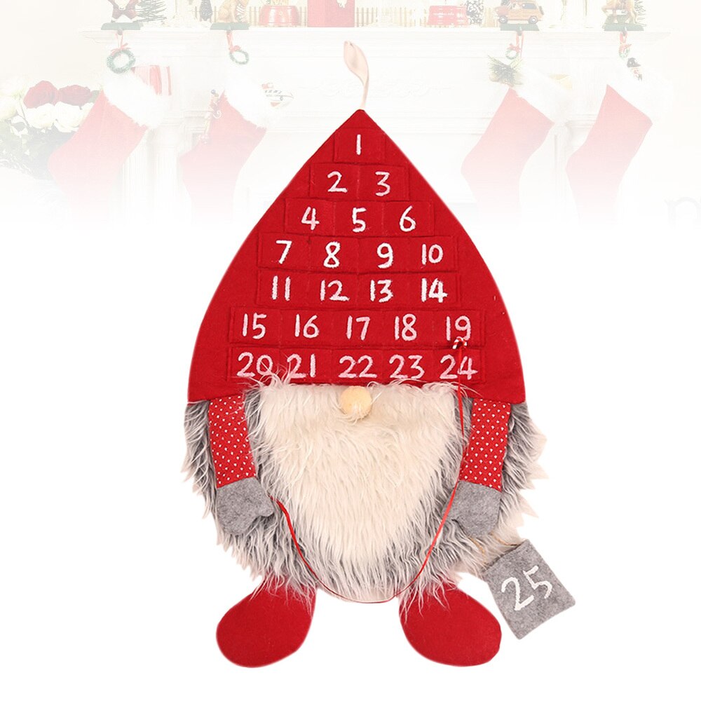 Christmas Swedish Gnome Advent Calendar Hanging Christmas Red Hat Swedish Santa Countdown Calendar for Christmas Decorati