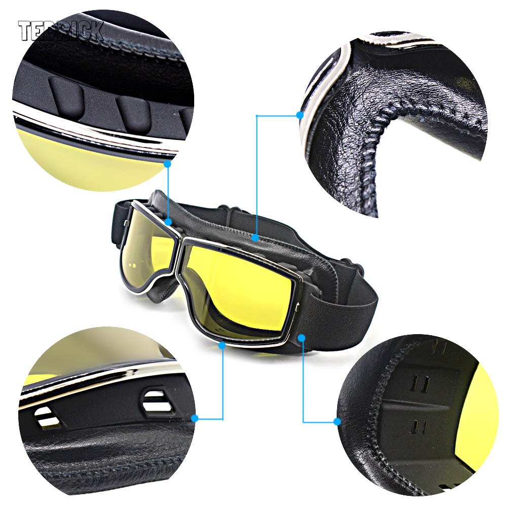Universal vintage foldbar sølv ramme beskyttelsesbriller motorcykel briller hjelm beskyttelsesbriller motorcykel solbriller vindtæt briller
