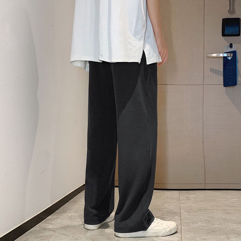 Geplooide Broek Mannen Mode Casual Wijde Broek Mannen Streetwear Koreaanse Lente Zomer Ijs Zijde Broek Heren Rechte broek