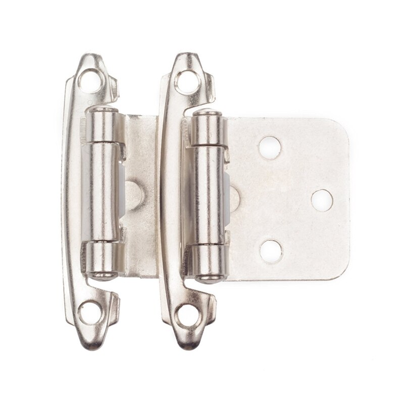 -Lot Of 25 Pcs Self Closing Overlay Flush Cabinet Hinge - Satin Nickel Self closing, semi-concealed, variable overlay hinge
