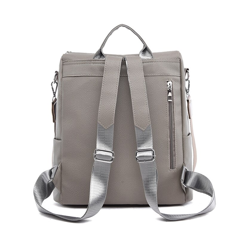 Dubbele rugzak dames multifunctionele pu leren topkwaliteit damestas zachte leren schoudertas reistas