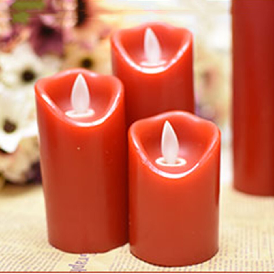 Flameless Led red candle made by paraffin wax,electronic candle light for Hotel,Bar decorative,candle for Religious Activities