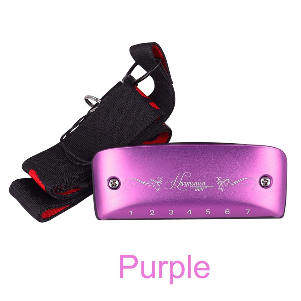 Harmonica 7 Holes Blues Harmonica Standard Paddy Country Minor Tune Key C Woodwind Instruments: Purple