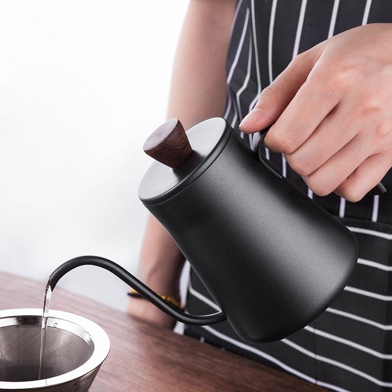 400ml Drip Kettle Coffee Tea Pot Non-stick Coating Food Grade Stainless Steel Gooseneck Drip Kettle Swan Neck Thin Mouth
