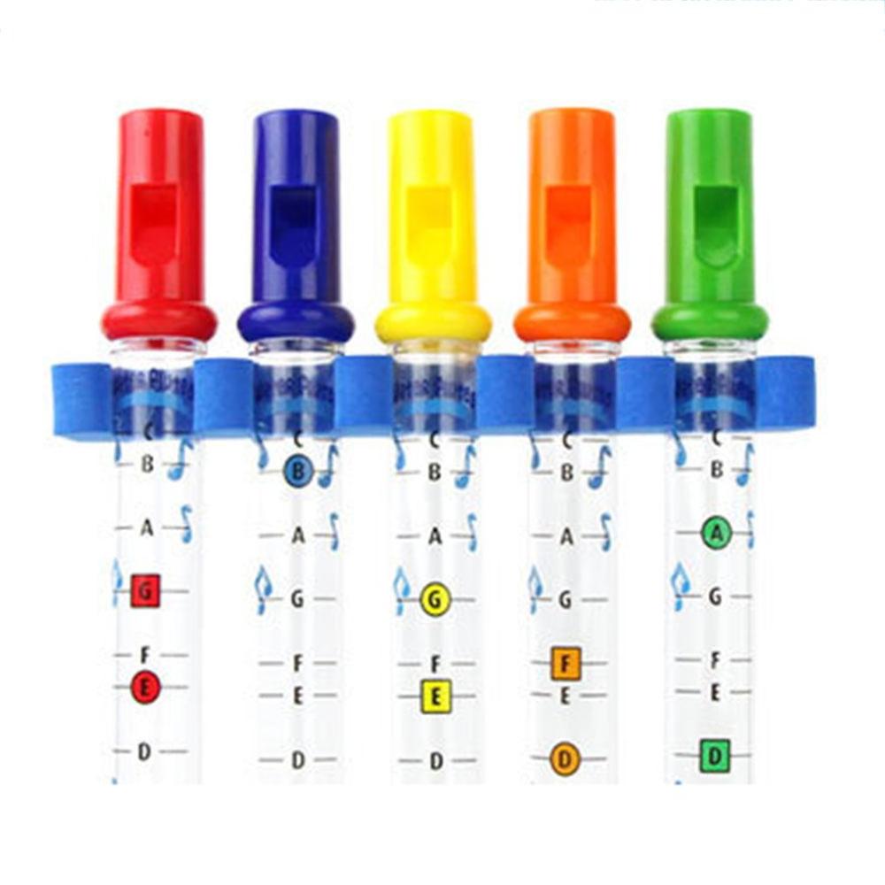 5Pcs Water Fluit Speelgoed Kinderen Baden Douche Bad Water Fluit Fluitjes Muziek Bad Speelgoed voor Kids Vijf Kleuren met Schuim houder