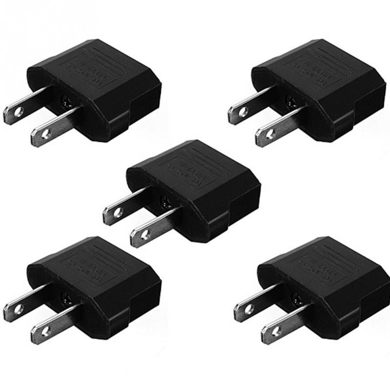 5 Pcs Travel Charger Adapter Plug Europese Euro Naar Us Usa Black Power Plug Adapter Converter Socket Adapter