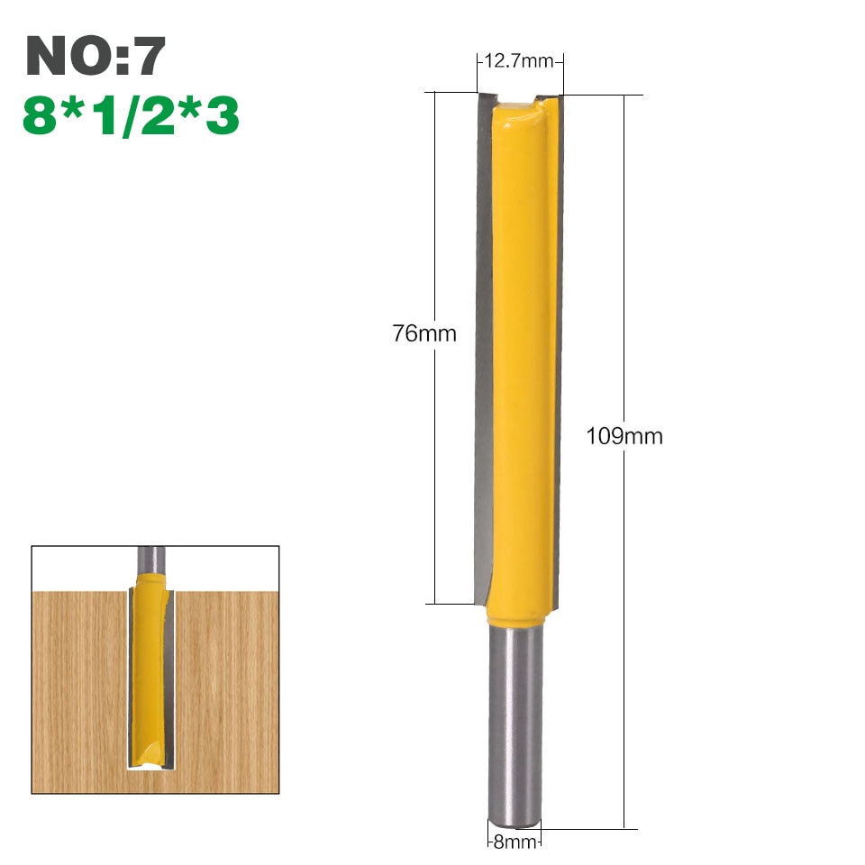1 pc8mm Shank Extra long 3&quot; Blade 8mm&quot; Cutting Dia. Straight Router Bit Woodworking cutter Tenon Cutter for Woodworking